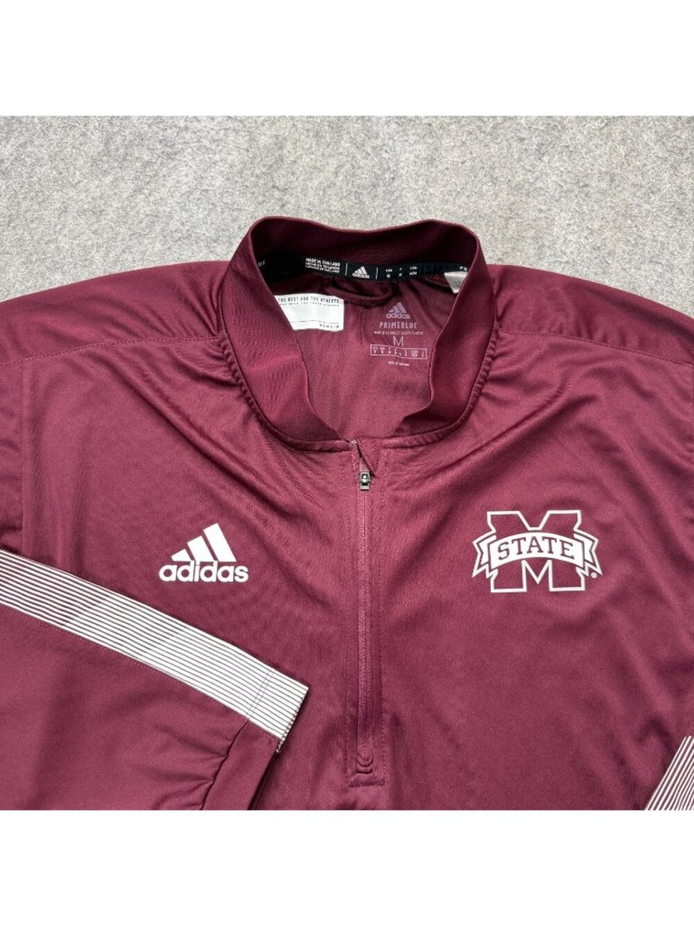 Mississippi State Bulldogs Adidas Windbreaker Jacket 1/2 Zip Men M Maroon Red